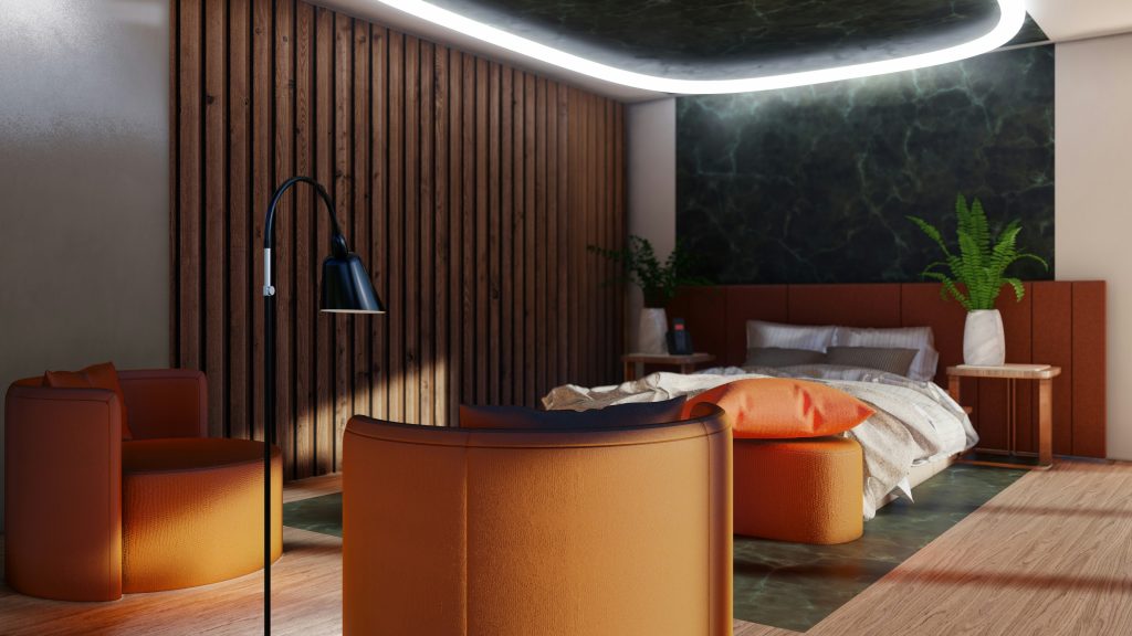Nuansa Kayu dan Terakota di Kamar Tidur