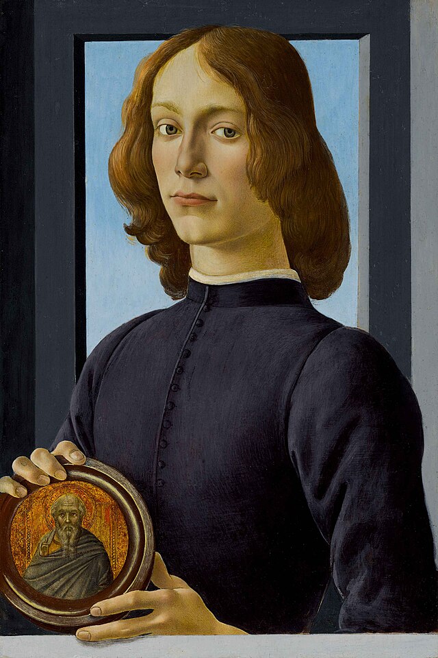 Lukisan Young Man Holding a Roundel 