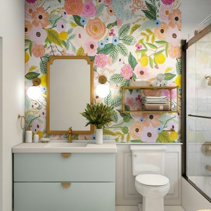 Wallpaper Sebagai Aksen di Kamar Mandi