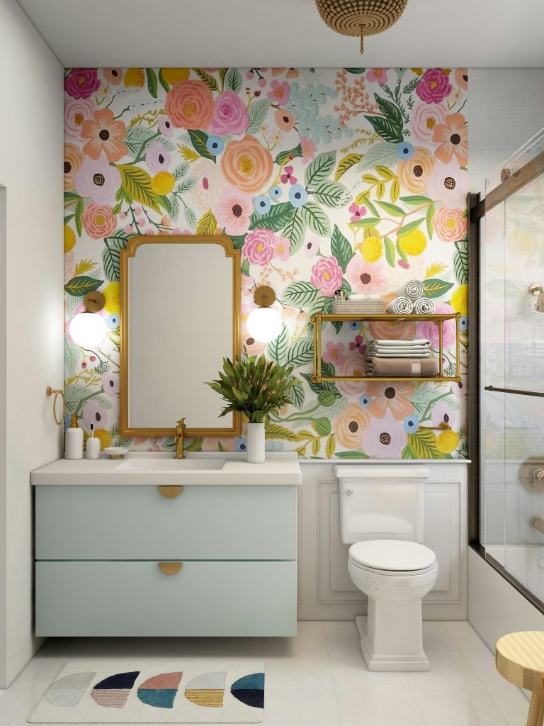 Wallpaper Sebagai Aksen di Kamar Mandi